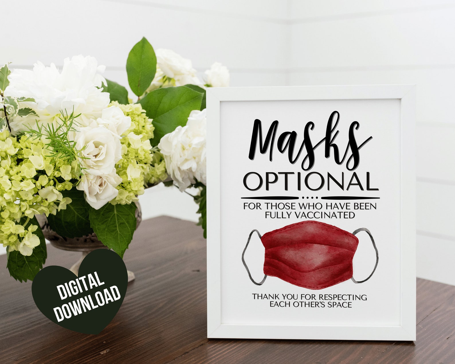Face Mask Sign PRINTABLE Wear a Mask Sign Mask Optional If - Etsy Polska