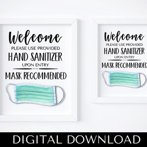 Face Mask Sign, PRINTABLE Wear a Mask Sign, Face Mask Recommended Sign ...