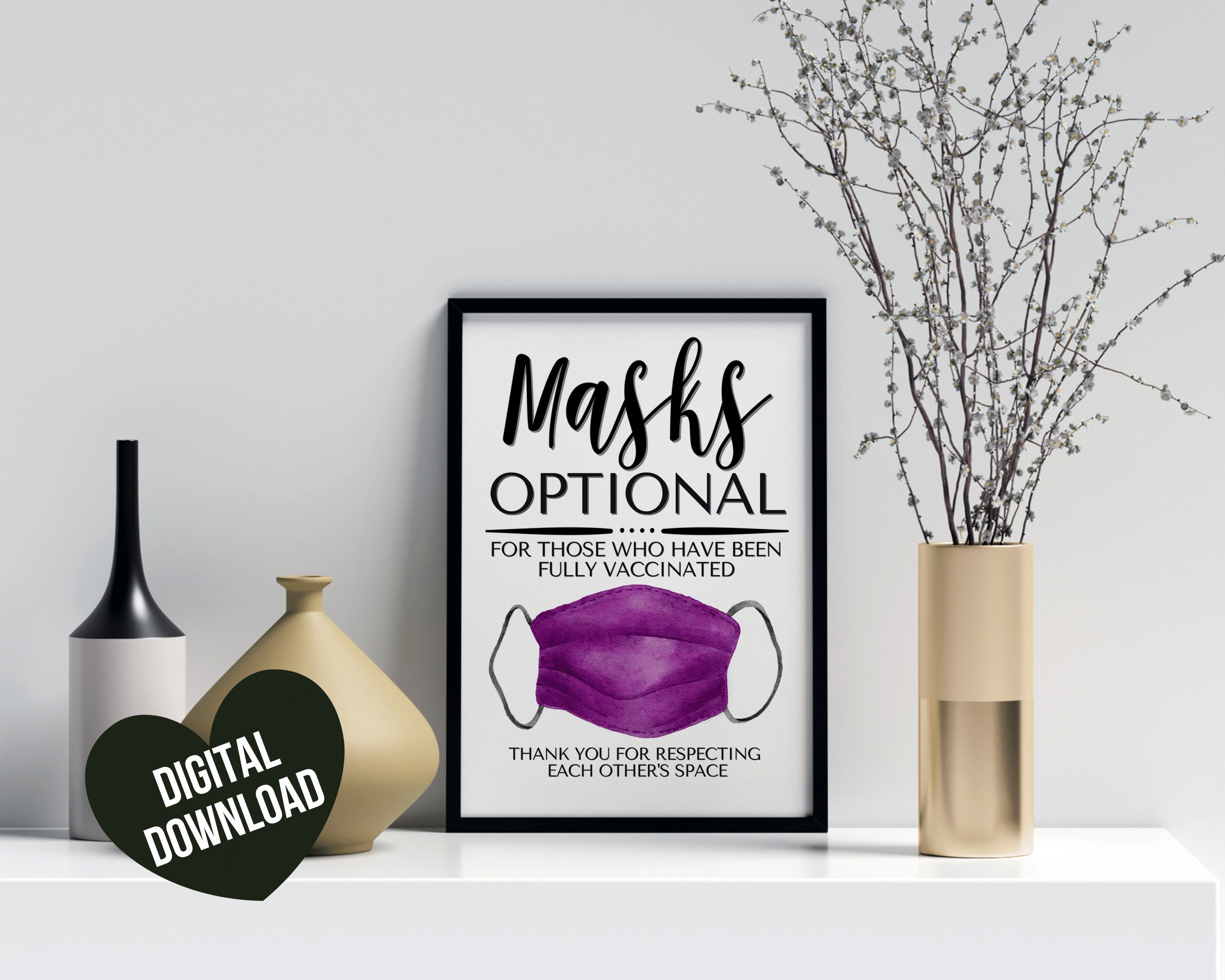 Face Mask Sign PRINTABLE Face Masks Optional if Vaccinated
