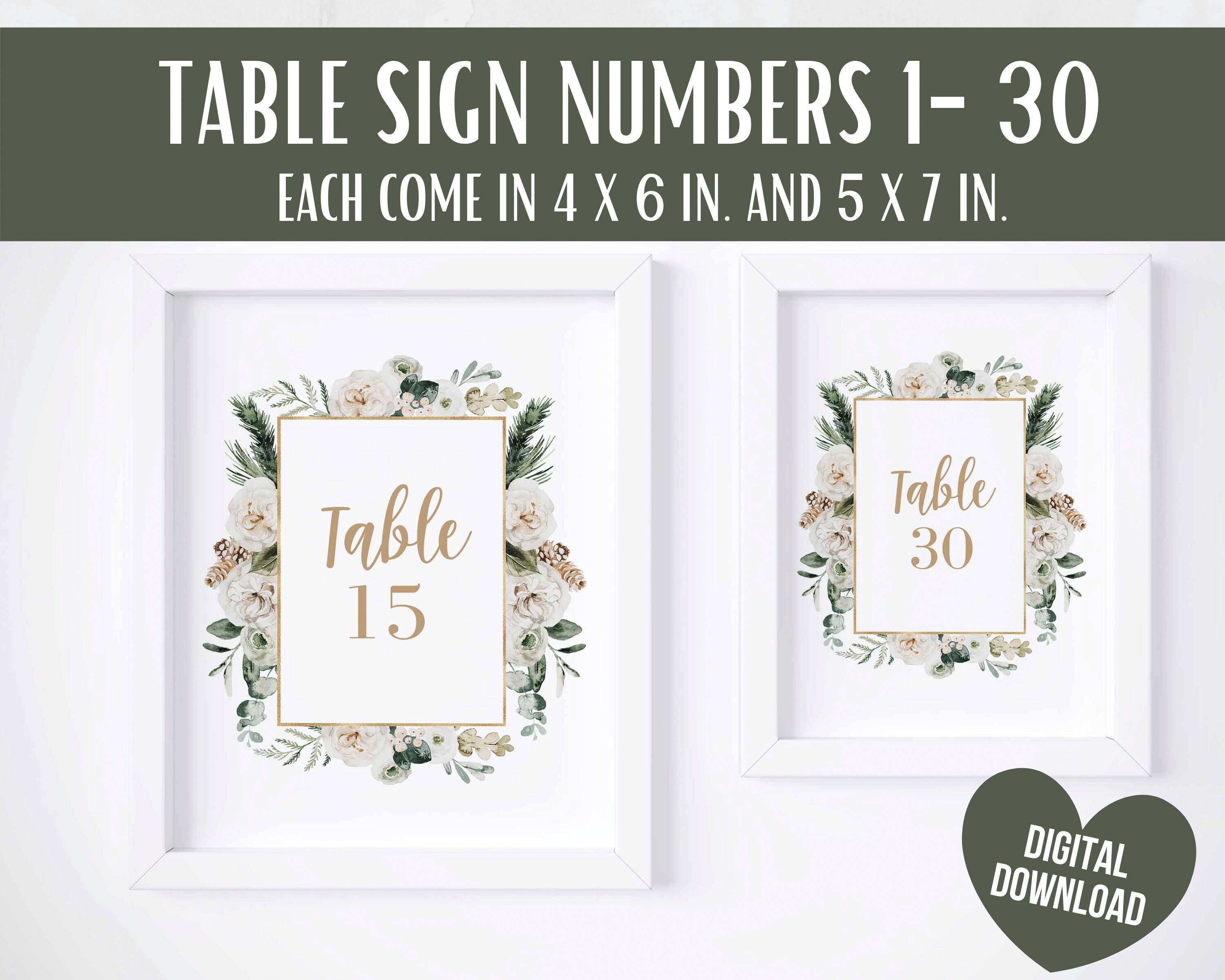 Table Numbers Wedding Printable Wedding Table Numbers - Etsy