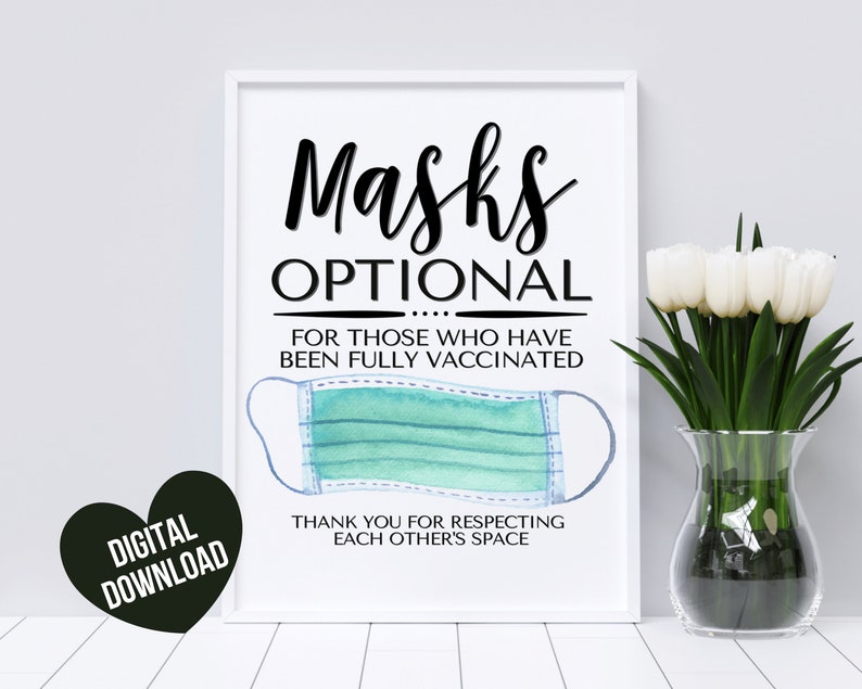 Face Mask Sign PRINTABLE Wear a Mask Sign Mask Optional Etsy
