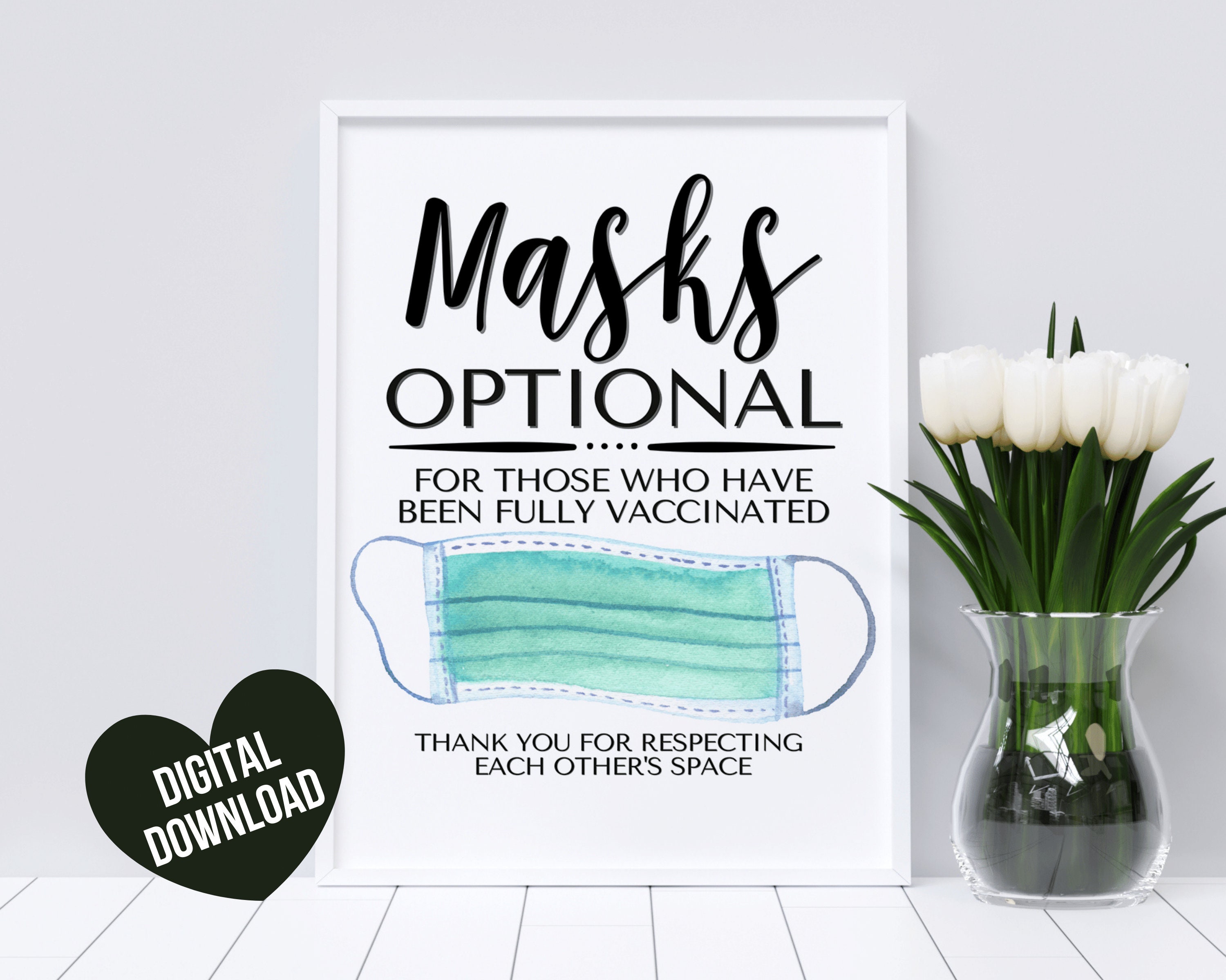 Face Mask Sign PRINTABLE Wear a Mask Sign Mask Optional Etsy