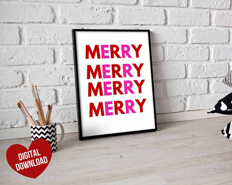 Christmas Wall Decor Printable Cute Christmas Art Printable | Etsy
