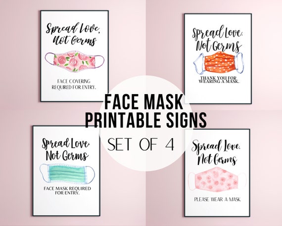 Face Mask Sign Mask Sign Printable Wear a Mask Sign Bundle | Etsy