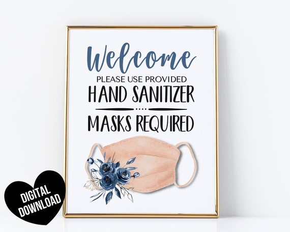 Face Mask Sign PRINTABLE Hand Sanitizer Sign Mask Required - Etsy