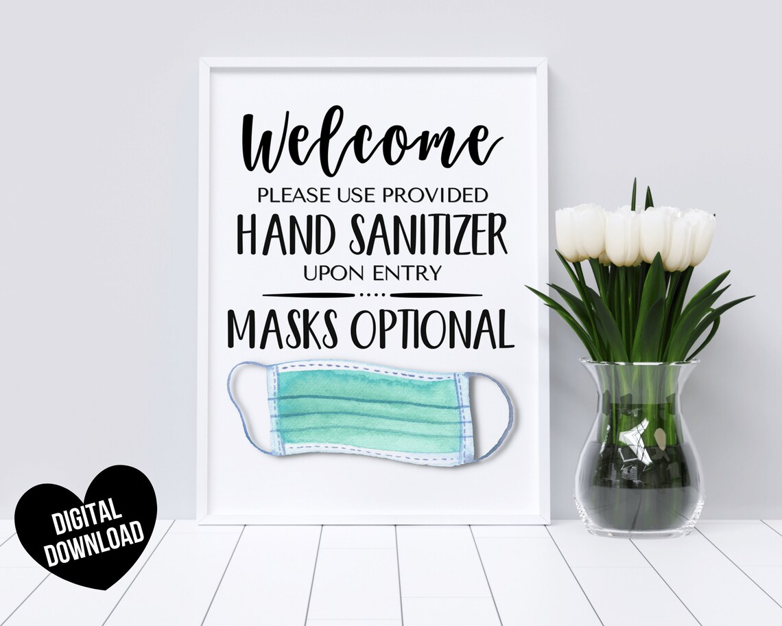 Mask Optional Sign Face Mask Sign PRINTABLE Face Masks Etsy