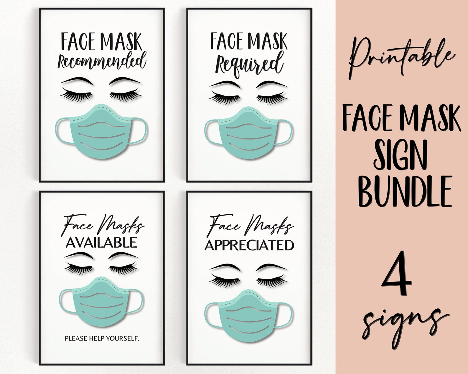 Face Mask Sign BUNDLE Mask Required Sign Printable Please - Etsy