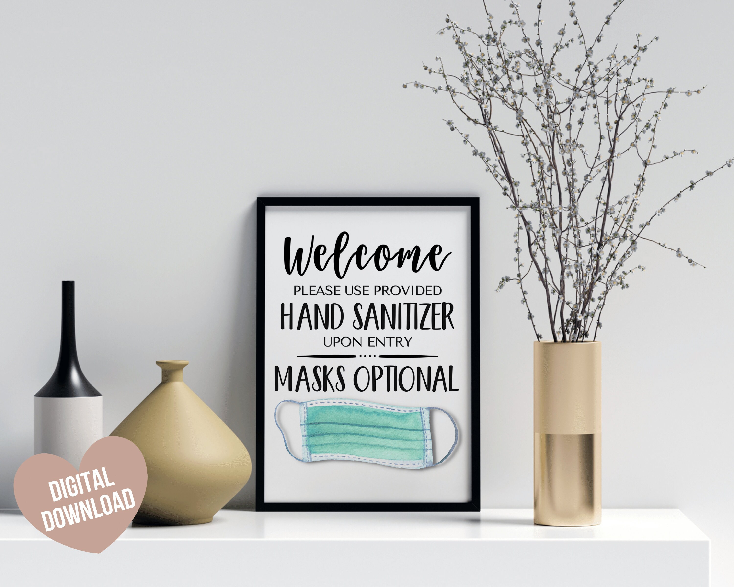 Mask Optional Sign Face Mask Sign PRINTABLE Face Masks Etsy