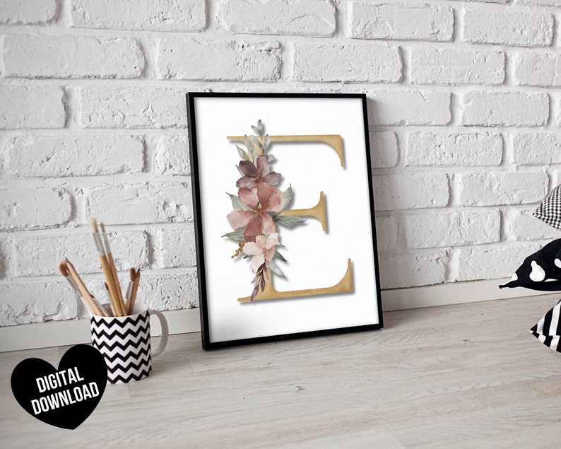 Letter Art Print PRINTABLE Letter E Wall Art Initial Wall - Etsy