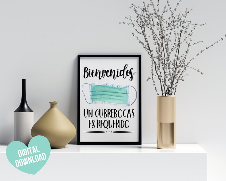 Face Mask Sign Mask Required Sign Printable Spanish Wear a Etsy