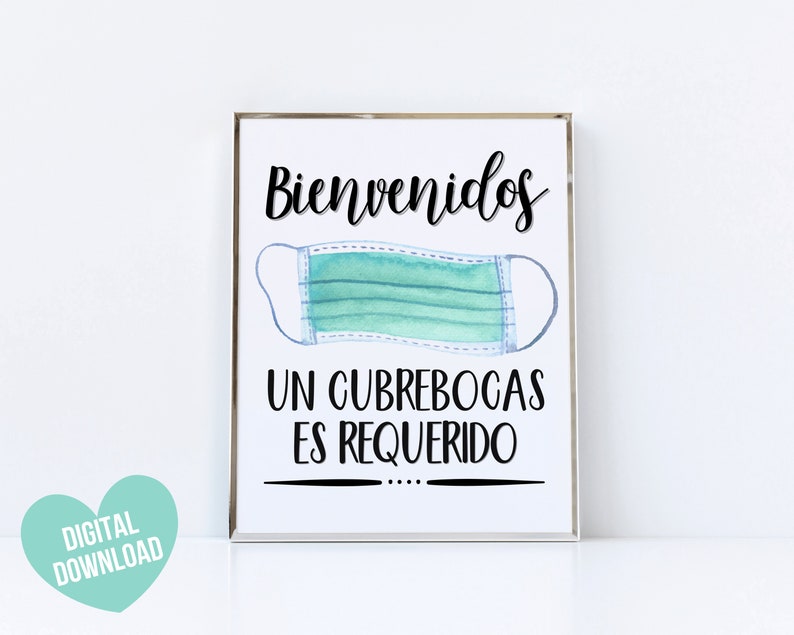 Face Mask Sign Mask Required Sign Printable Spanish Wear a Etsy