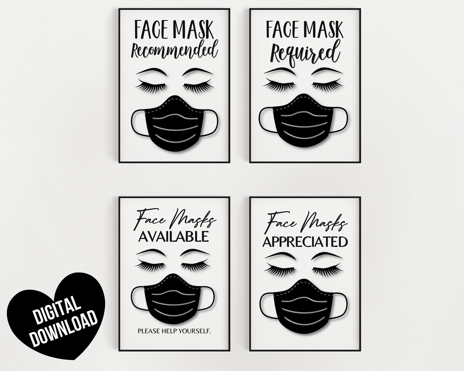 Face Mask Sign BUNDLE Mask Required Sign Printable Please - Etsy