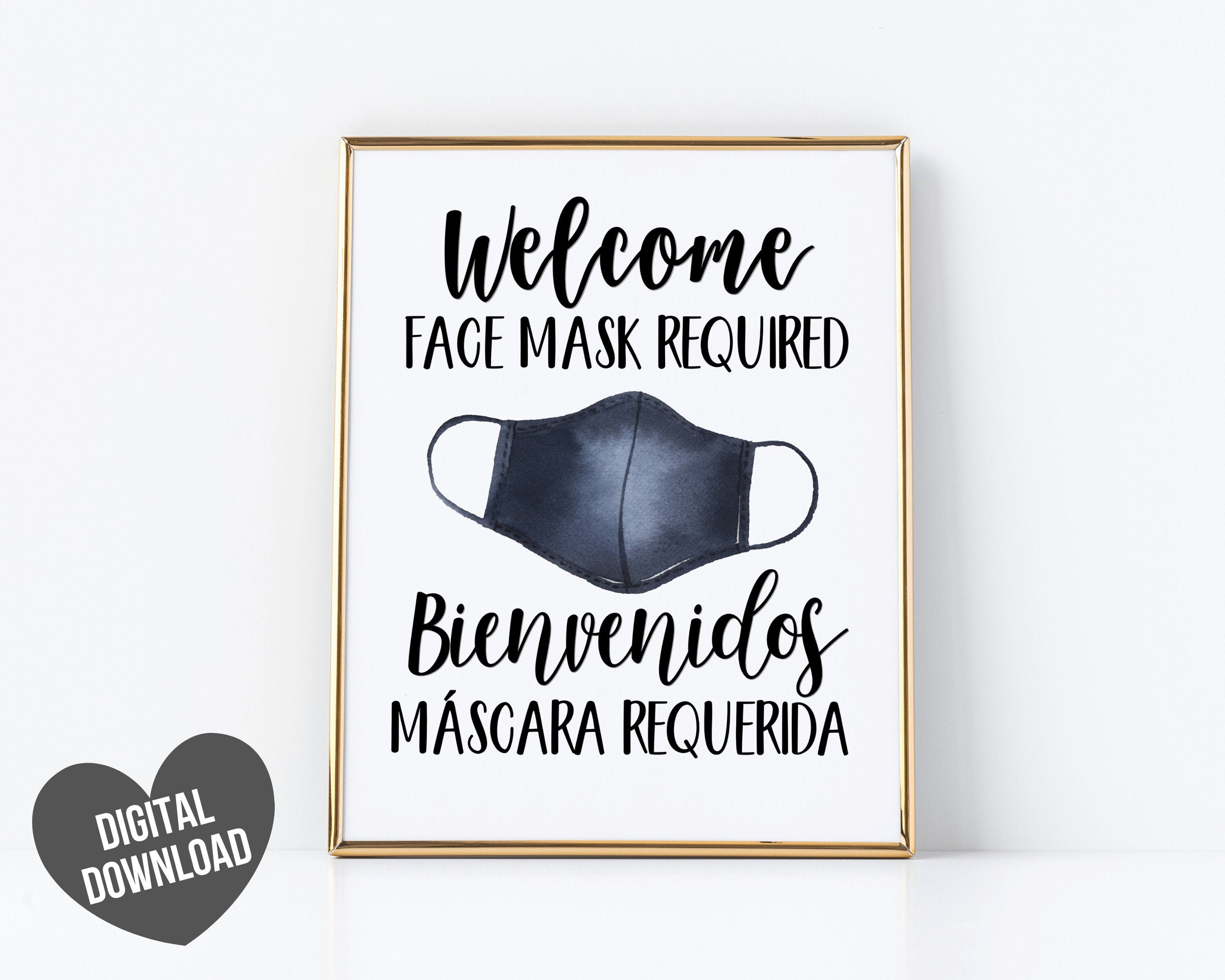 Face Mask Sign Mask Required Sign Printable Bilingual Covid - Etsy