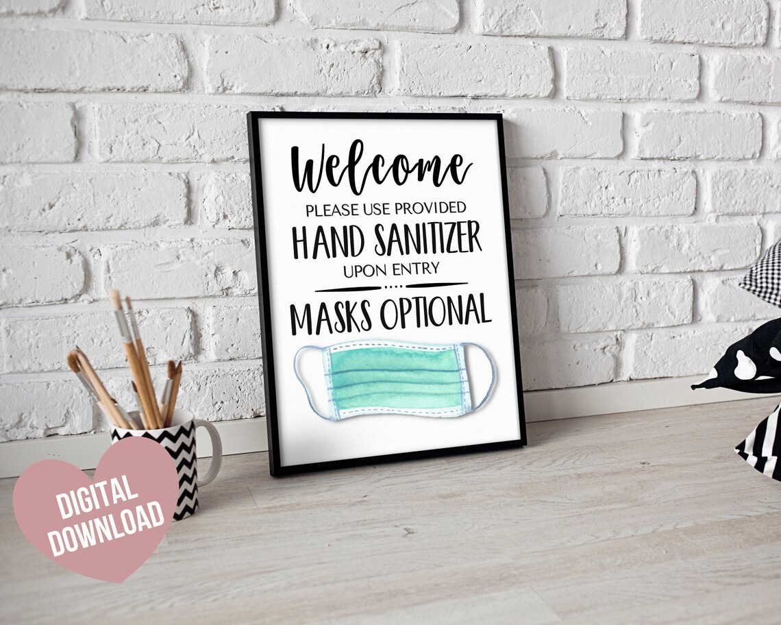 Mask Optional Sign Face Mask Sign PRINTABLE Face Masks Etsy