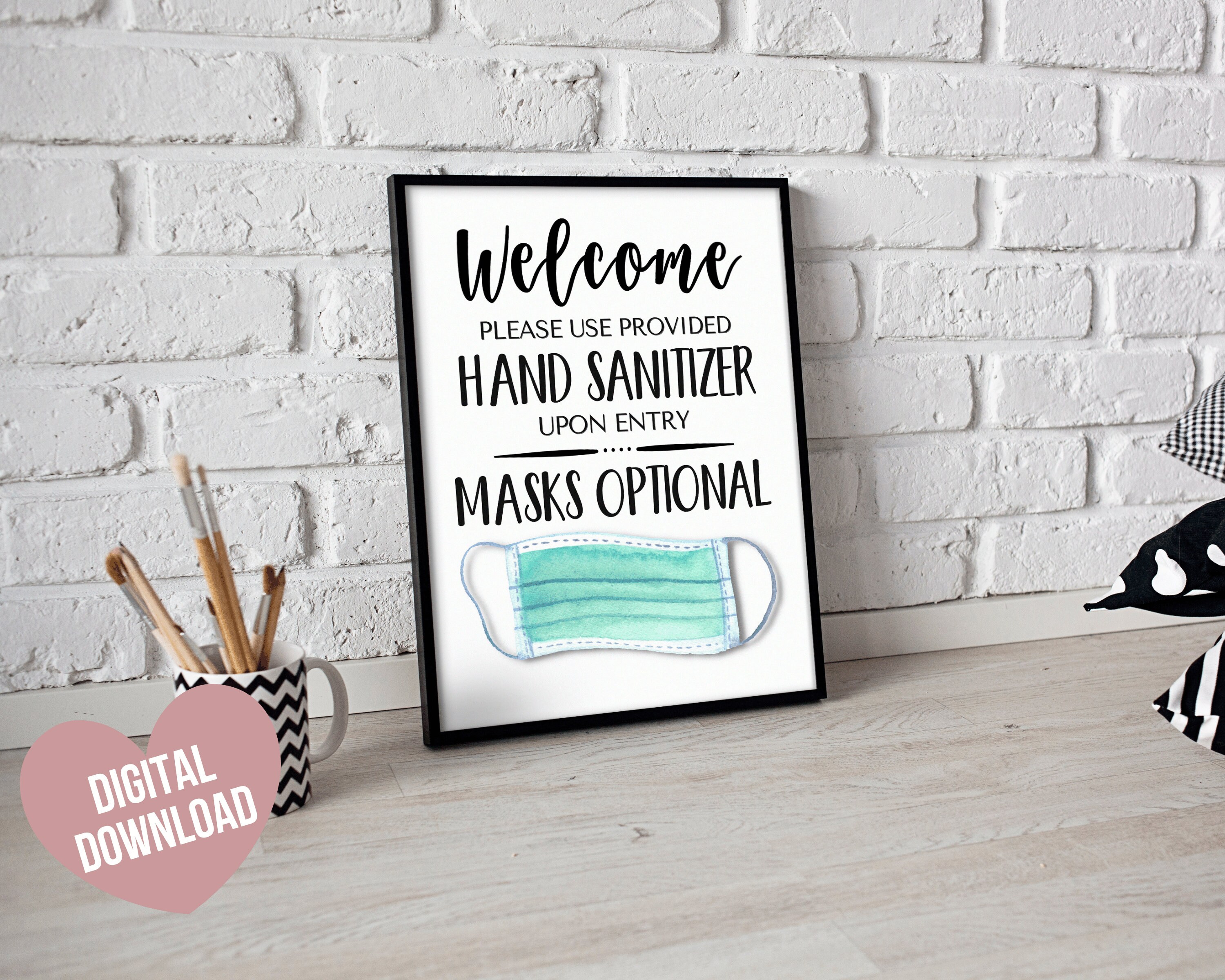 Mask Optional Sign Face Mask Sign PRINTABLE Face Masks Etsy