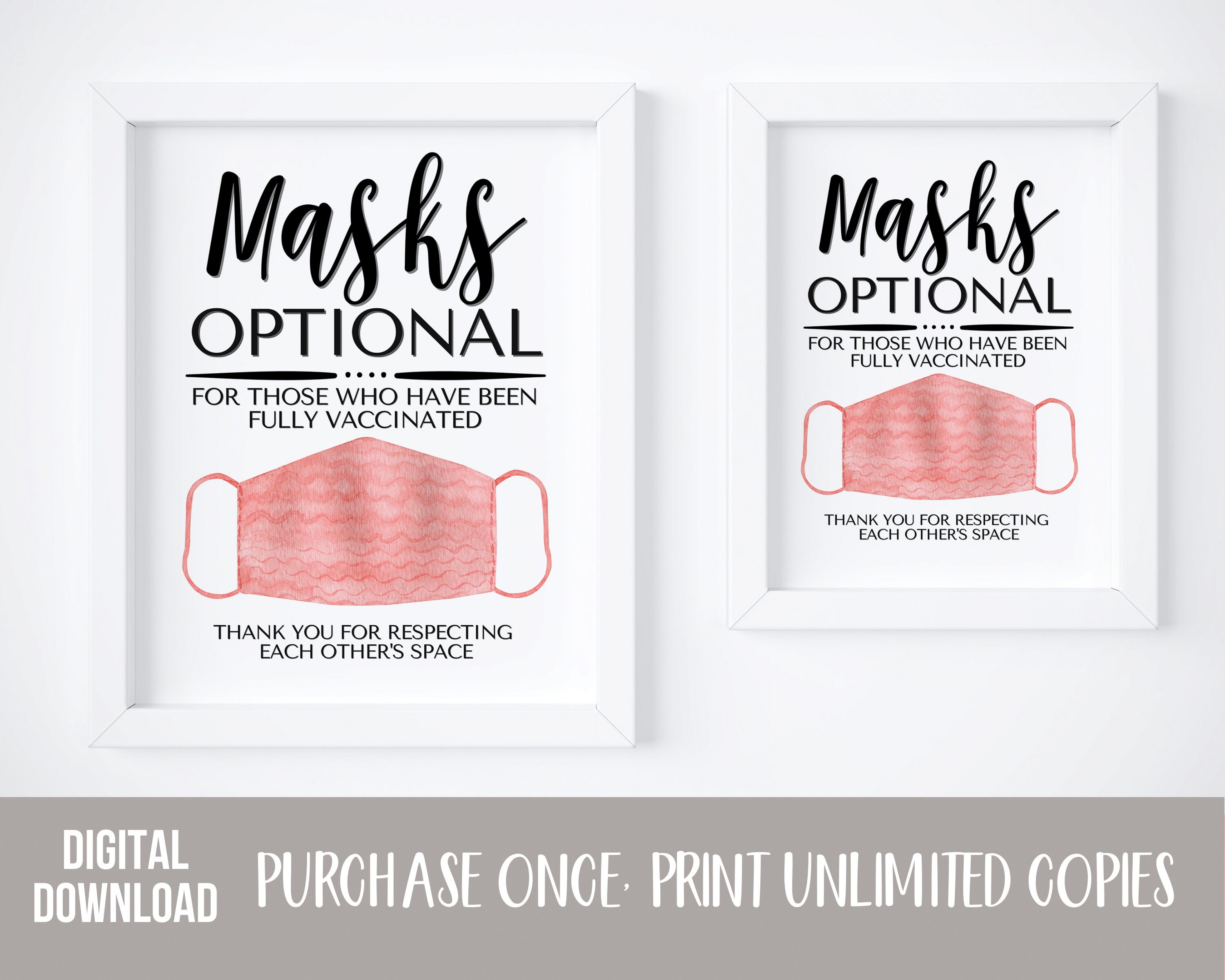 Face Mask Sign PRINTABLE Wear a Mask Sign Mask Optional If Etsy