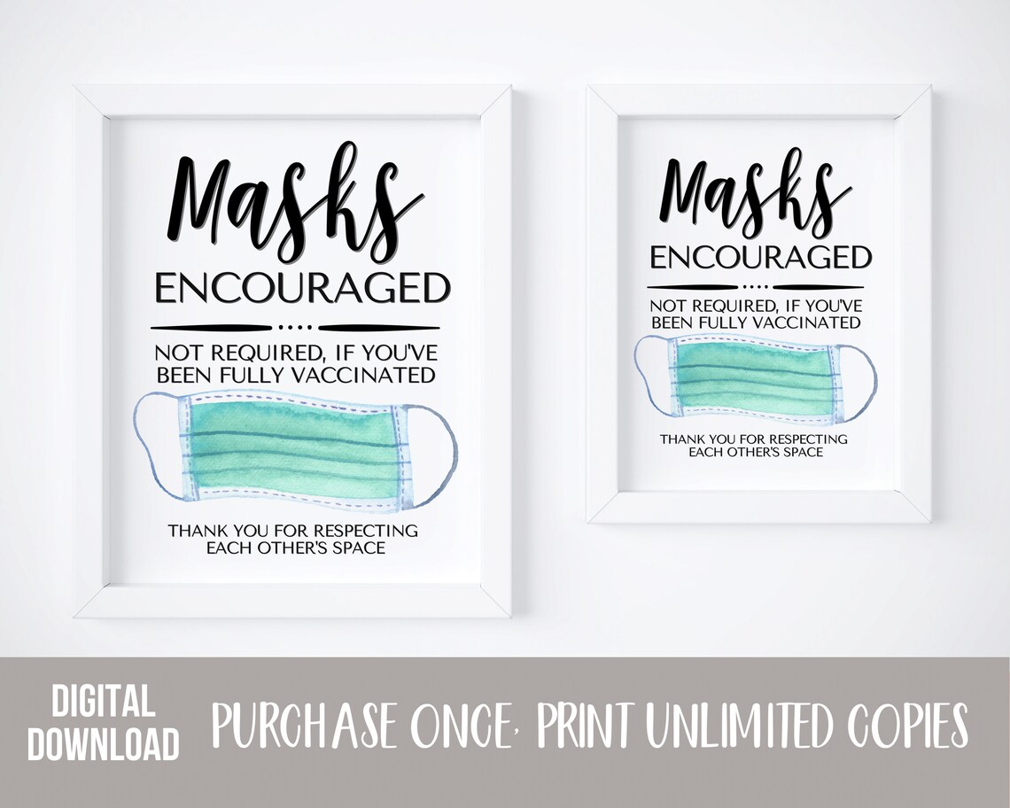 Face Mask Sign PRINTABLE Face Masks Encouraged Sign Not Etsy