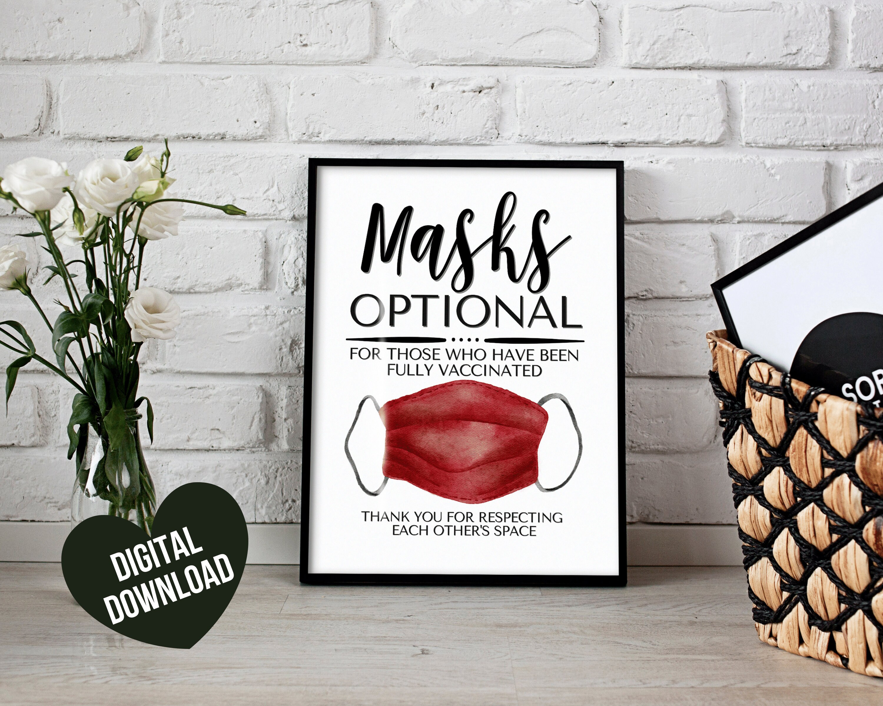 Face Mask Sign PRINTABLE Wear a Mask Sign Mask Optional If - Etsy Polska