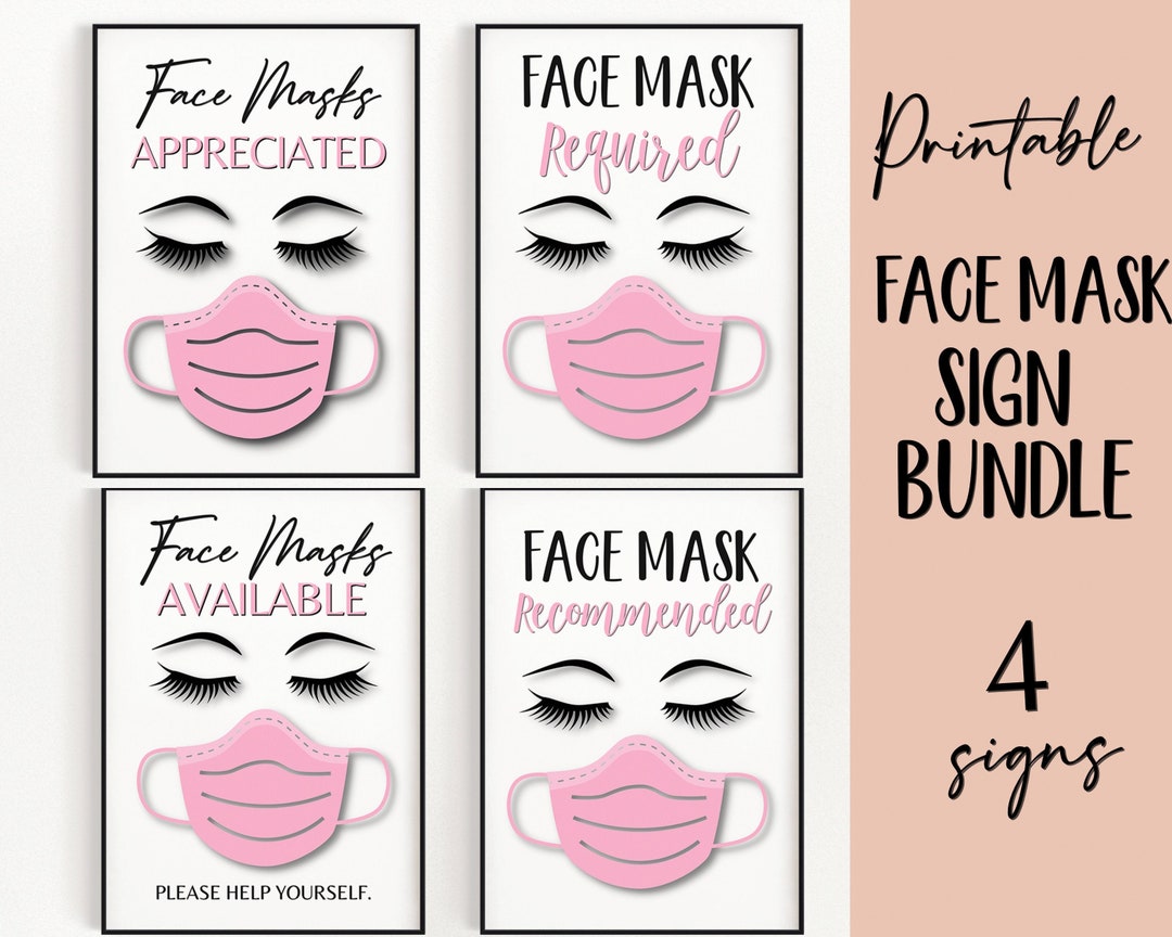Face Mask Sign BUNDLE, Mask Required Sign Printable, Please Wear a Mask ...