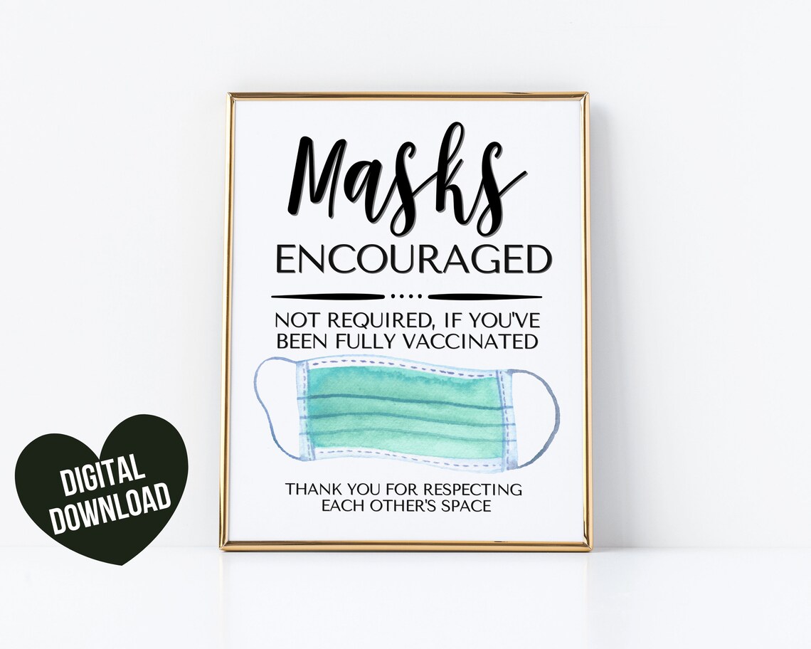 Face Mask Sign PRINTABLE Face Masks Encouraged Sign Not Etsy
