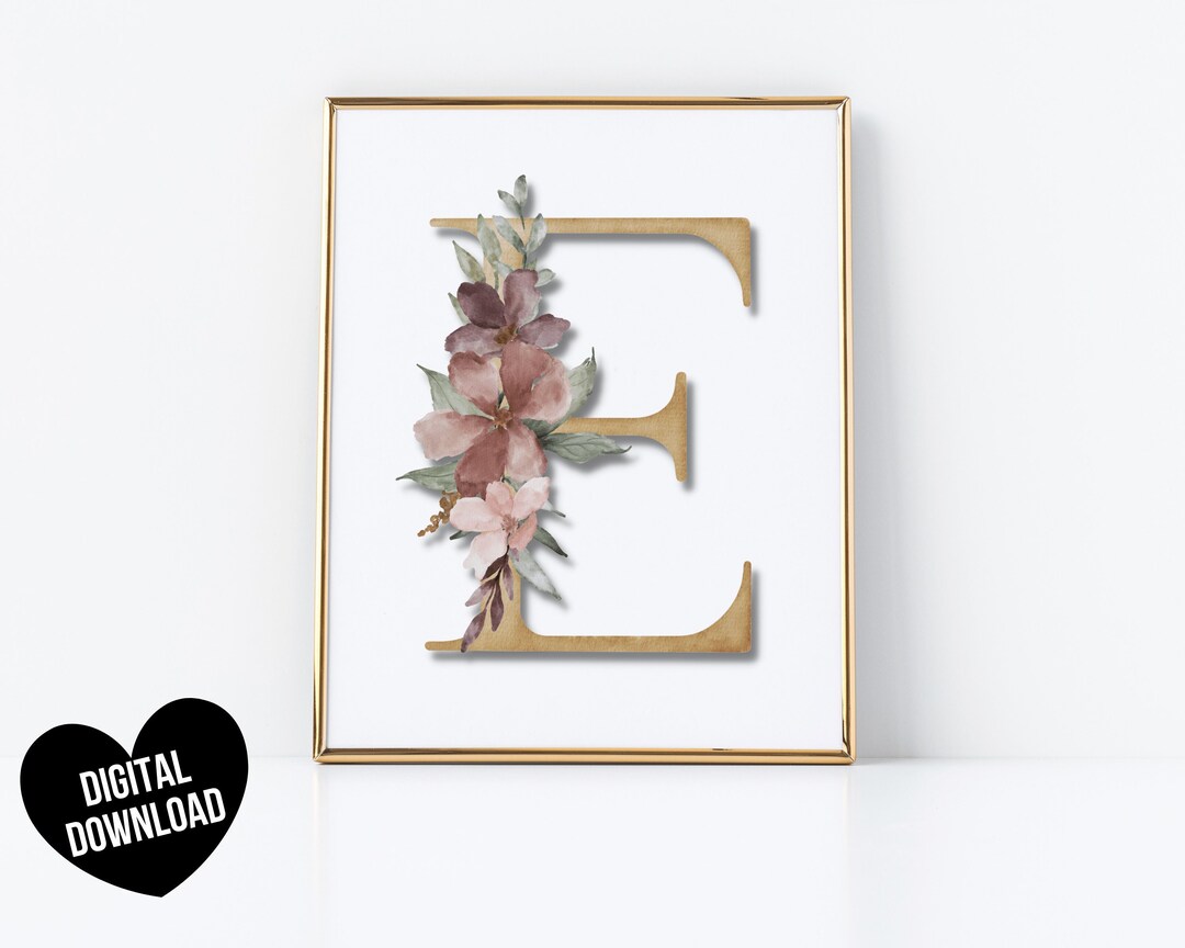 Letter Art Print PRINTABLE Letter E Wall Art Initial Wall Etsy