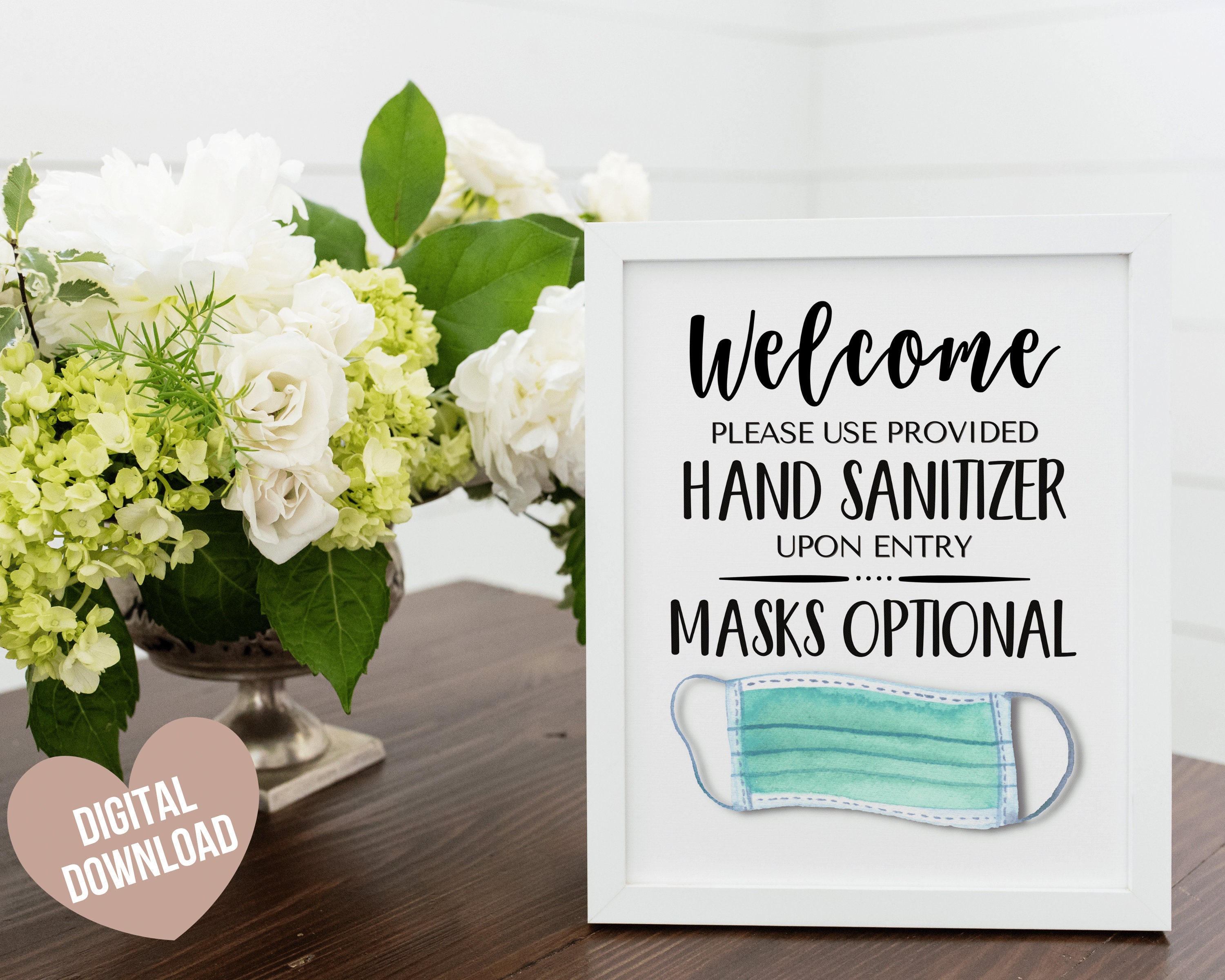 Mask Optional Sign Face Mask Sign PRINTABLE Face Masks Etsy