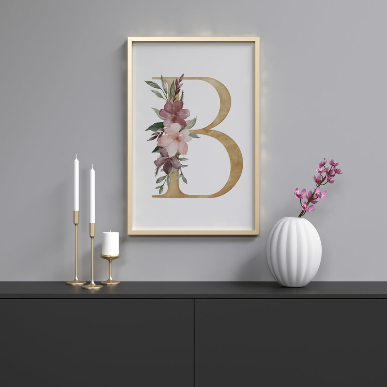 Letter Art Print Printable Letter B Wall Art Initial Wall Etsy