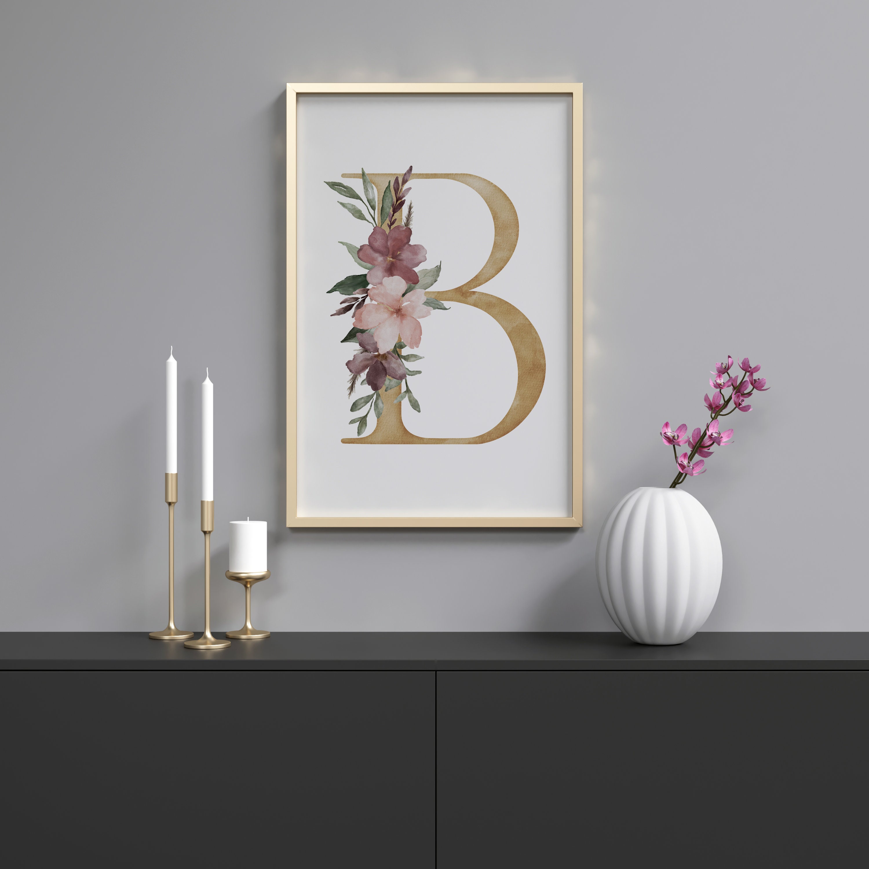 Letter Art Print Printable Letter B Wall Art Initial Wall - Etsy