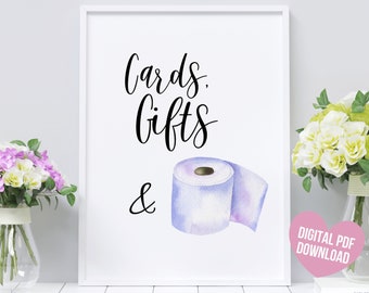 Cards and Gifts Covid Wedding Sign, Covid Wedding theme decor, Coronavirus Wedding Theme, Cards gifts and toilet paper sign