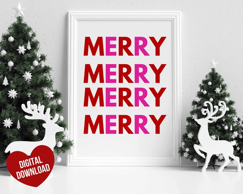 Christmas Wall Decor Printable Cute Christmas Art Printable | Etsy