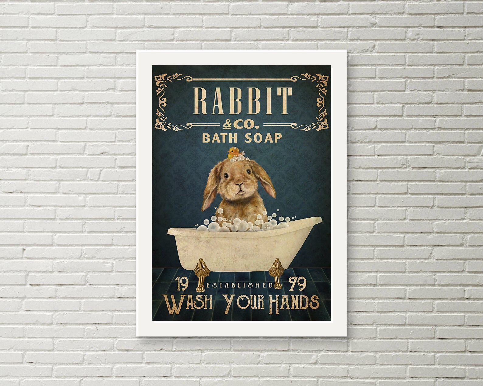 Rabbit & Co Bath SoapWash Your Hands Poster Rabbits Poster Etsy
