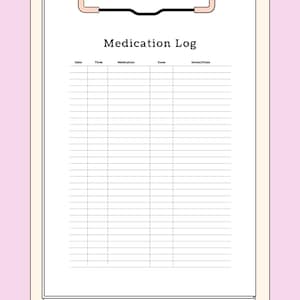 Medication Log Printable, Medication Tracker, Medication Intake Reminder, Medication List Template, Medication Schedule
