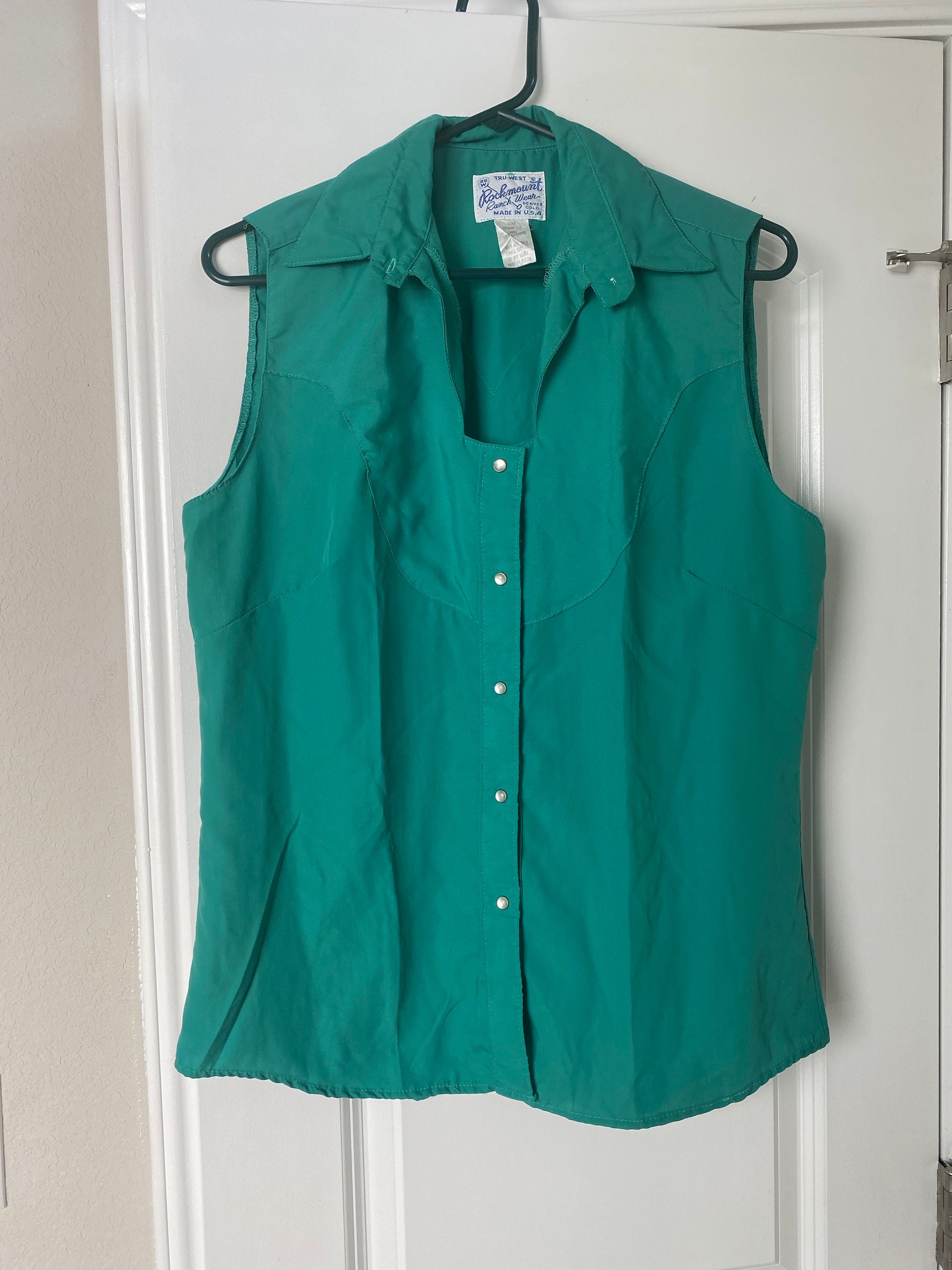 Vintage green sleeveless Rockmount western pearl snap shirt | Etsy