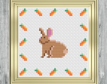 Easter Bunny Rabbit Cross Stitch Pattern (Instant PDF Download)