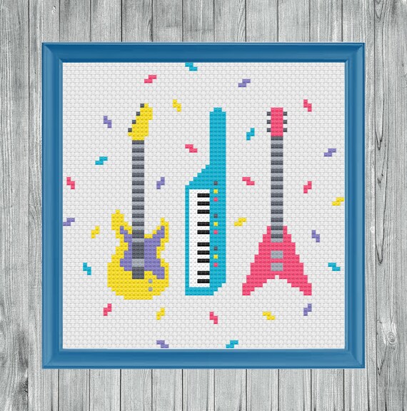 80s Rock Band Cross Stitch Pattern instant PDF Download - Etsy