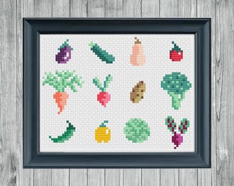 Vegetable Cross Stitch Pattern (Instant PDF Download)