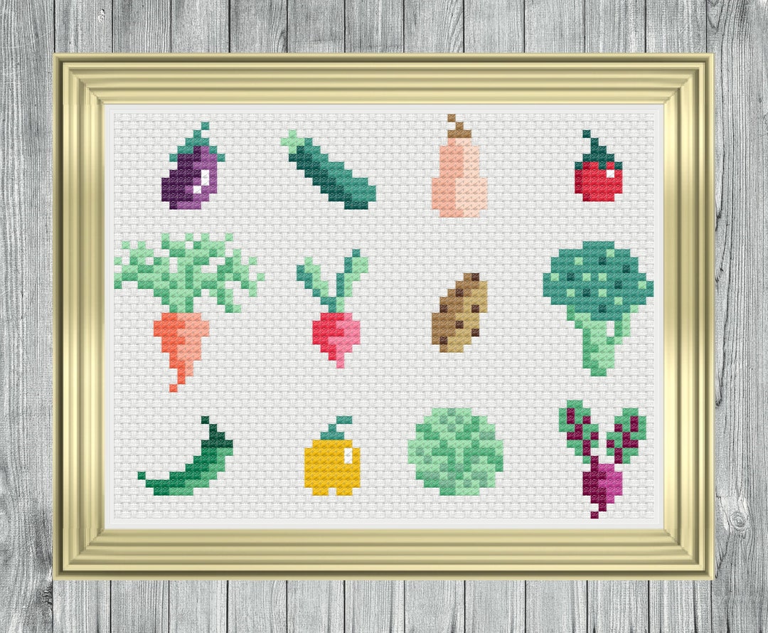 Vegetable Cross Stitch Pattern instant PDF Download Veggies Garden