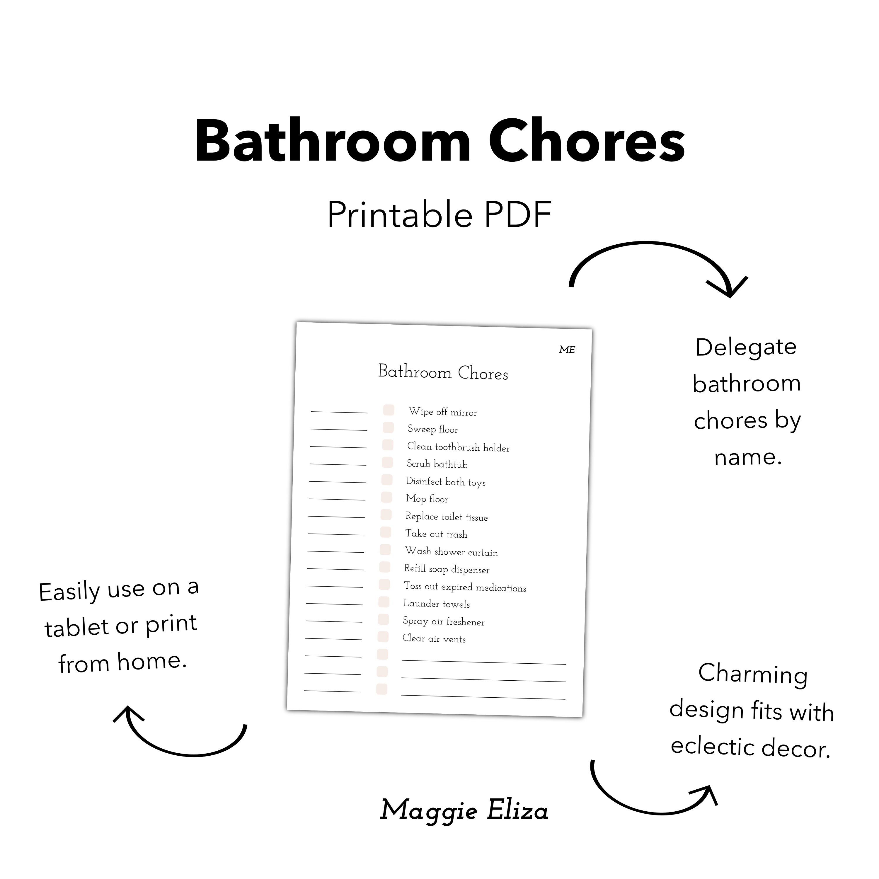 Printable Bathroom Chores Chart Ipad Goodnotes Notability | Etsy UK