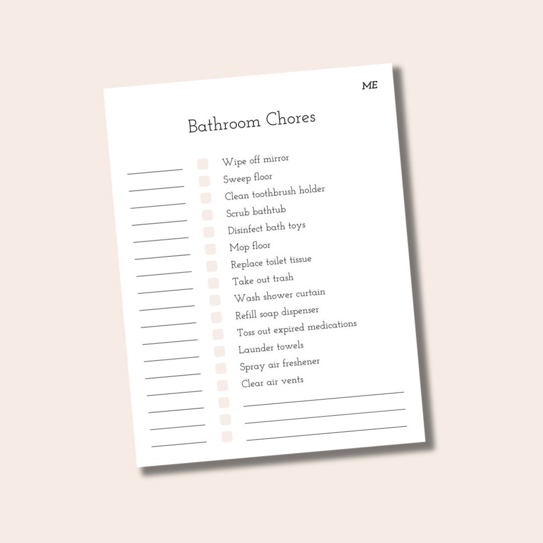 Printable Bathroom Chores Chart
