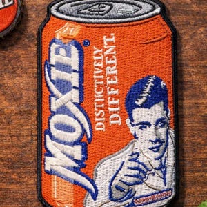 MOXIE Soda Can Embroidered Patch – 4 Inch Vintage New England Jacket Iron On or Hook