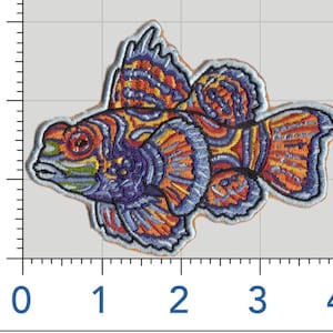 Mandarinfish (Dragonet) - colorful reef fish aquarium patch 4"