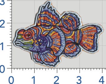 Mandarinfish (Dragonet) - colorful reef fish aquarium patch 4"