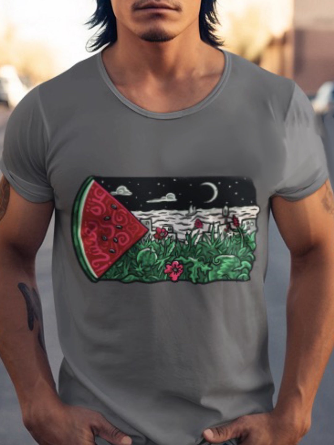 Palestine Flag With Watermelon Tshirt Etsy