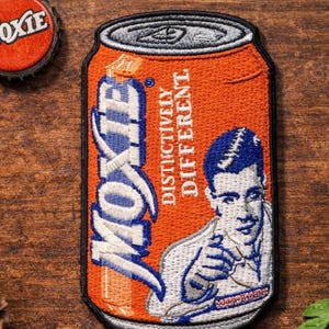 MOXIE Soda Can Embroidered Patch – 4 Inch Vintage New England Jacket Patch