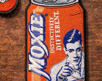 MOXIE Soda Can Embroidered Patch – 4 Inch Vintage New England Jacket Patch