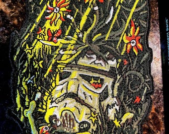 Star Wars - Stormtrooper Helmet - Regenerate flower nature sci fi iron on patch 5x3"
