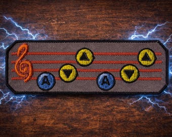 Legend of Zelda - OOT - Song of Storms Ocarina Gamer iron on retro patch