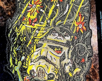 Star Wars - Stormtrooper Helmet - Regenerate flower nature sci fi iron on patch 5x3"