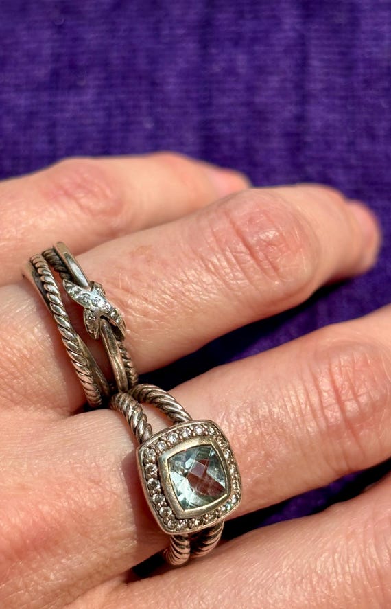 レア　David Yurman 925 ダイヤモンド　天然プラシオライト　リング レア David Yurman 925 ダイヤモンド 天然プラシオライト リング レア