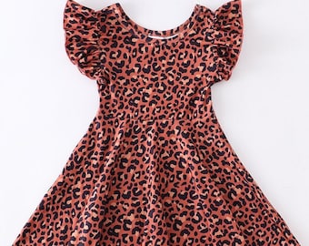 Leopard Cheetah niñas pequeñas Twirl Vestido para primavera y verano súper suave ropa de vacaciones cómodas para los más pequeños